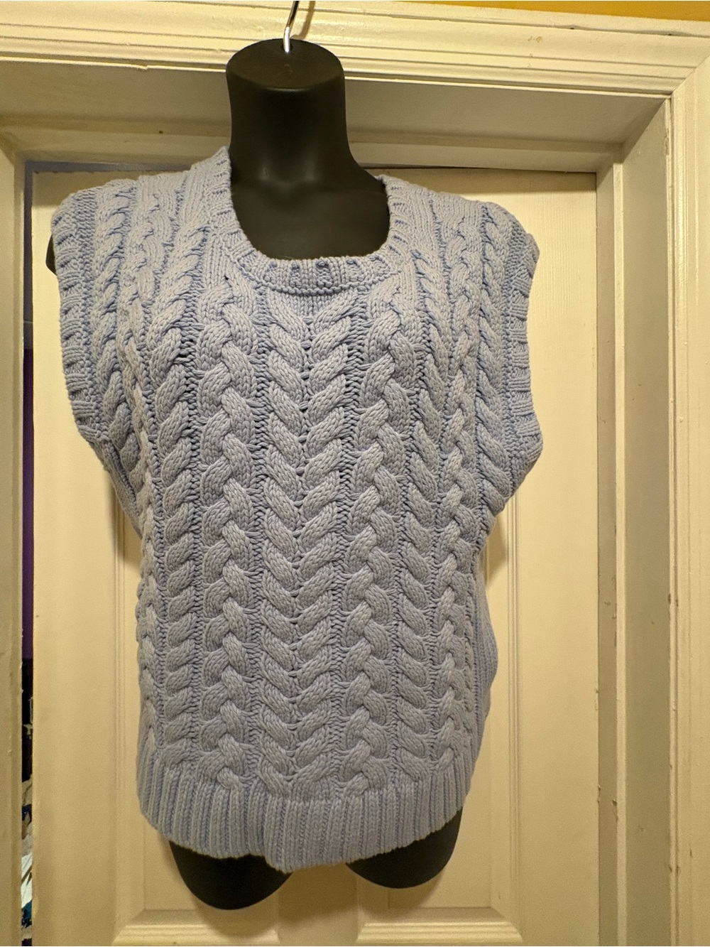 Talbots Light Blue Cable Knit Sleeveless Sweater Vest